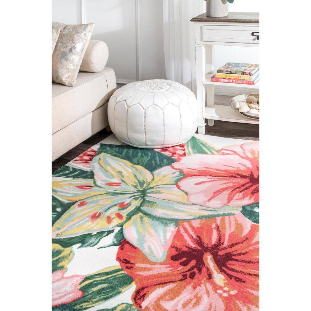 Nuloom Contemporary Floral Sabrina Indoor/Outdoor Patio Area Rug, Square 4', Multi