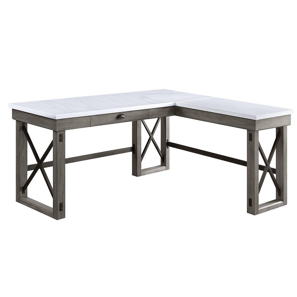 67" Talmar Marble Top Writing Desk with File Drawer & Lift Storage - Acme Furniture