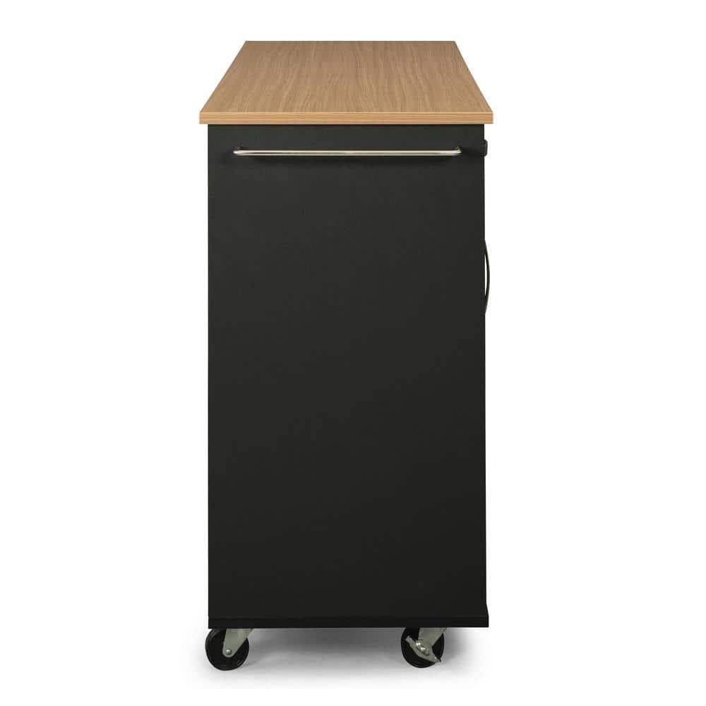 Homestyles Storage Plus Wood Kitchen Cart in Black