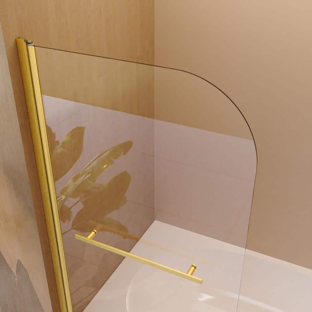 31"W x 55"H Frameless Folding Pivot Shower Tub Door Reversible Installation