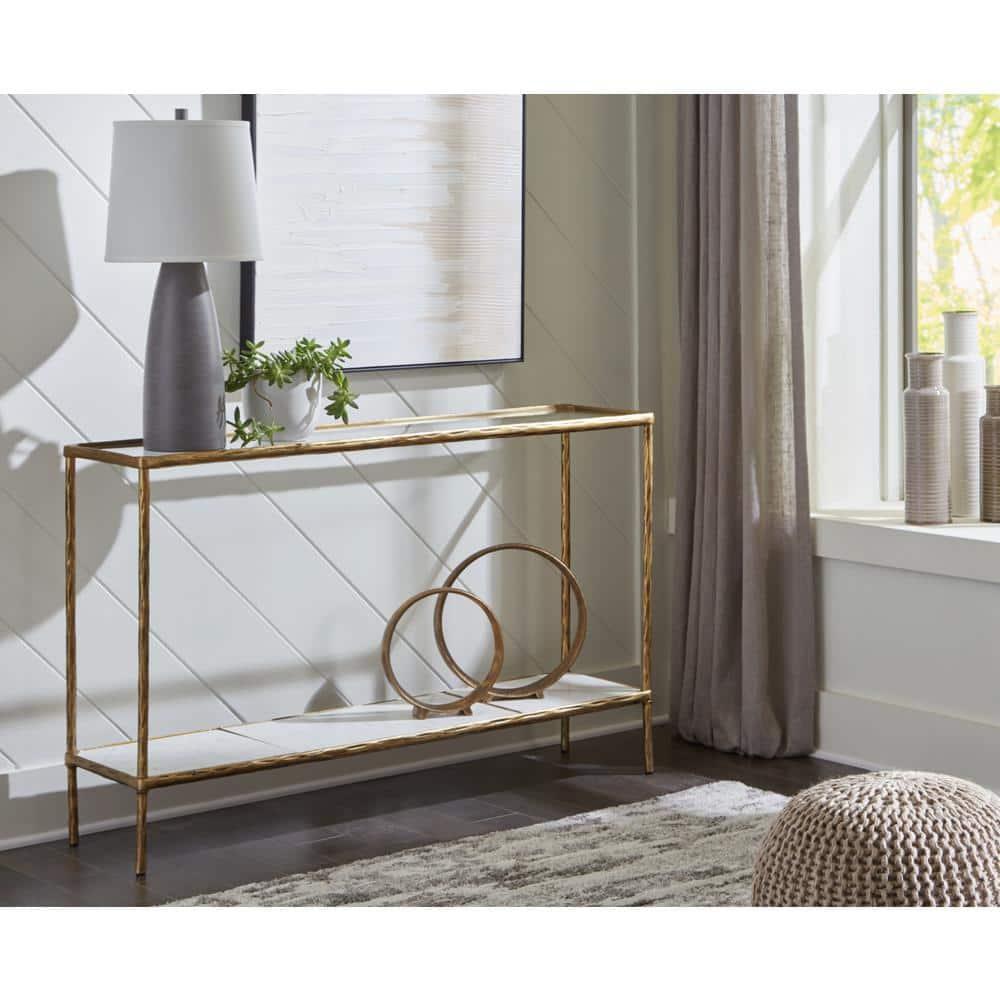 Signature Design by Ashley Casual Ryandale Console Sofa Table, Antique Brass Finish