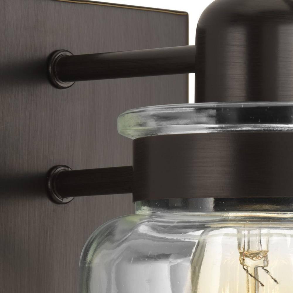 Progress Lighting Calhoun 1-Light Bath & Vanity, Steel, Antique Bronze, Clear Glass Shade