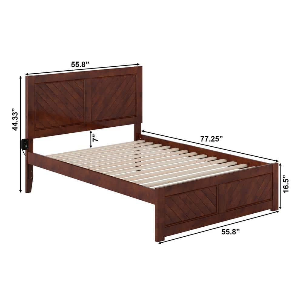 AFI Canyon Cama con Plataforma de Madera Maciza de Nogal con Pie de Cama a Juego, Completo