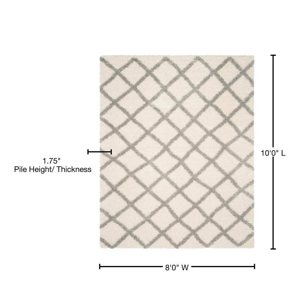 Dallas Shag SGD258 Power Loomed Indoor Area Rug - Ivory/Grey - 8'x10' - Safavieh.
