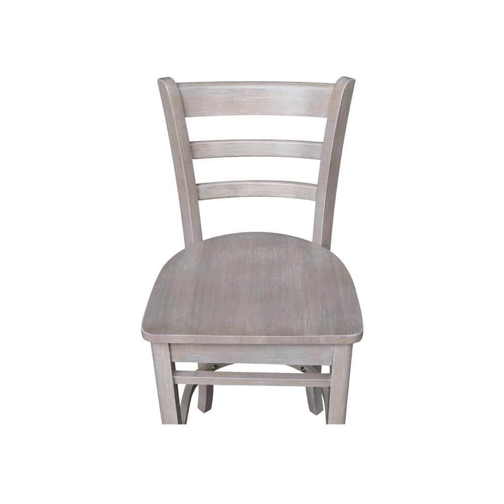 24" Emily Counter Height Barstool Washed Gray/Taupe - International Concepts: Solid Wood, Ladder-Back