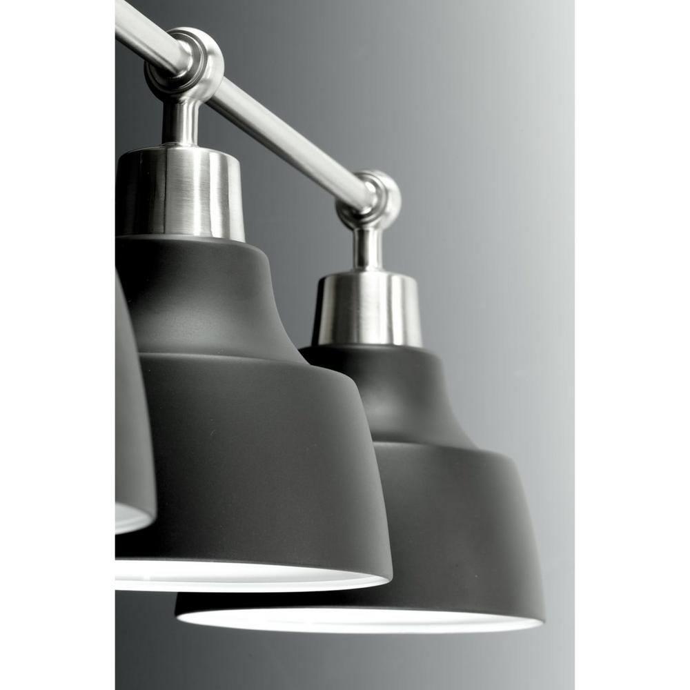 Progress Lighting Bramlett 3-Light Bath & Vanity, Brushed Nickel, Metal Reflector Shades