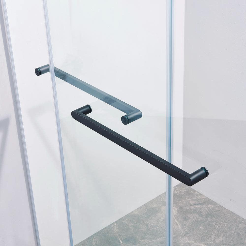 LAWRENCE 56-60"W X 75"H Frameless Double Sliding Shower Door, 304 Stainless Steel In Matte Black, 5/16" (8Mm) Thick SGCC Tempered Clear Glass. | Wayfair