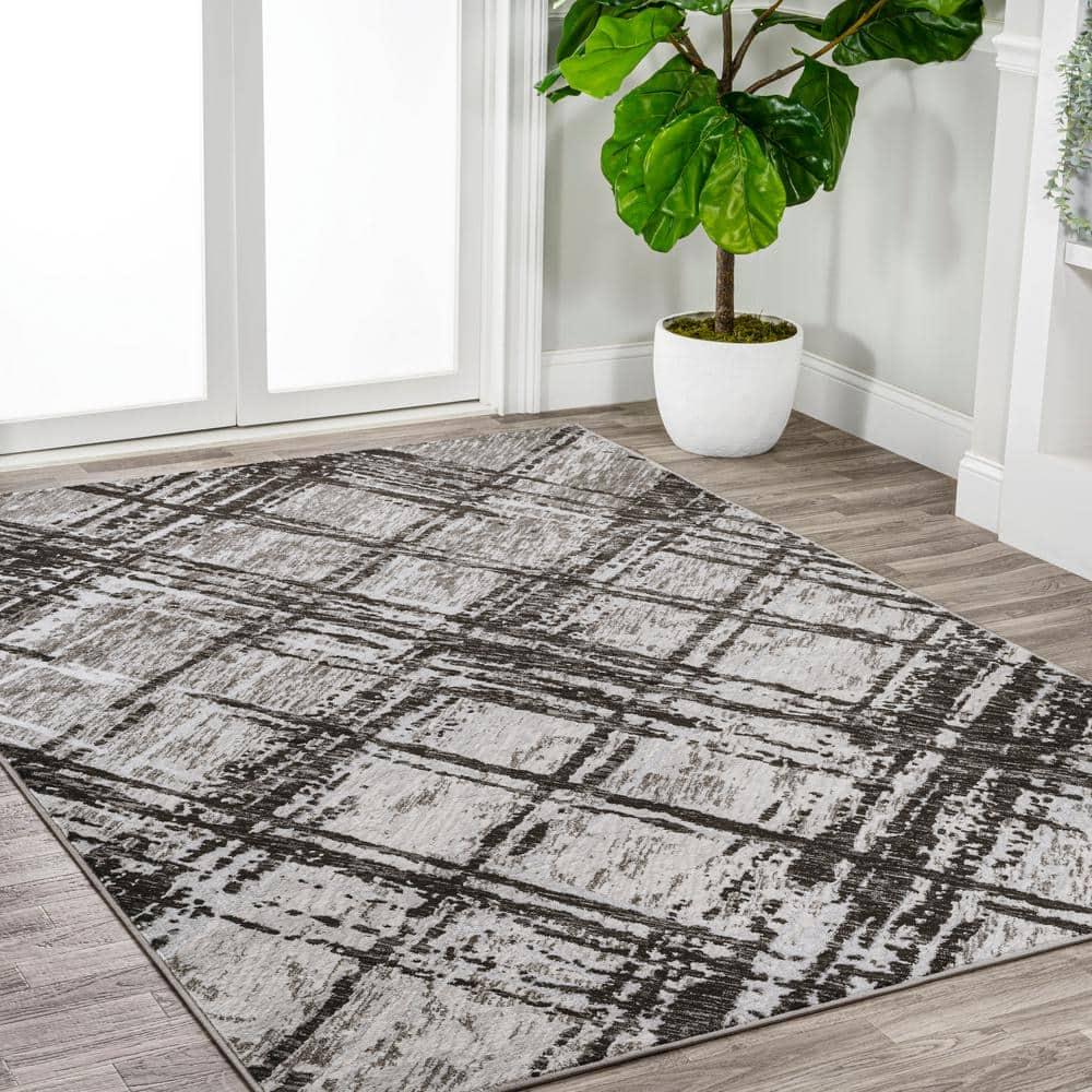 JONATHAN Y Slant Modern Abstract Black/Gray 8 ft. x 10 ft. Area Rug