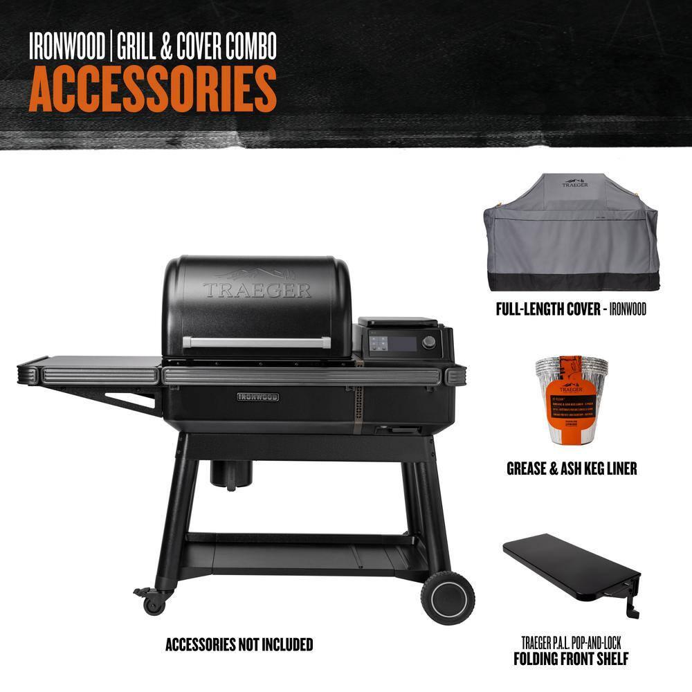 Traeger Ironwood Pellet Smoker Grill, Electric Wood Pellet Grill with WiFIRE App Control, 165F - 500F Degree Temperature Control Super Smoke Mode, 6-in-1 BBQ Smoker Grilling Combo, TFB61RLG