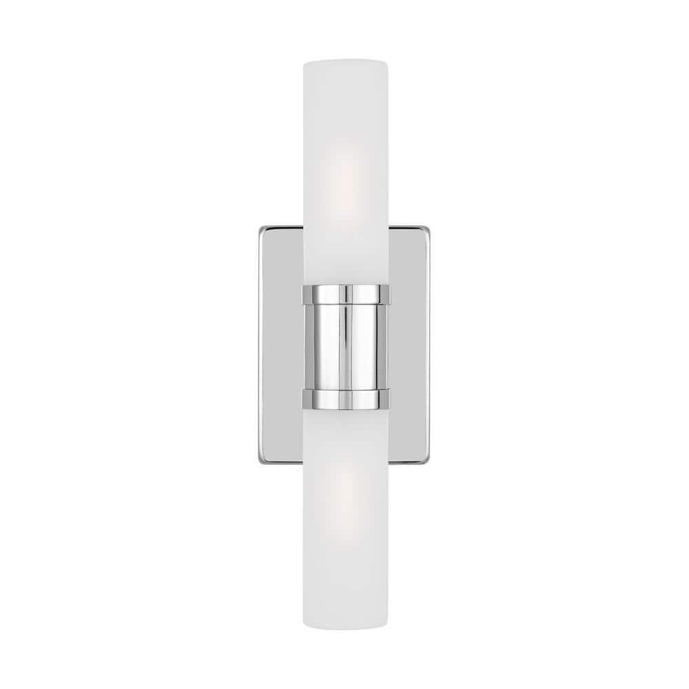 Keaton Chrome 2-Light Dimmable Bath Vanity with Satin Etched Glass
