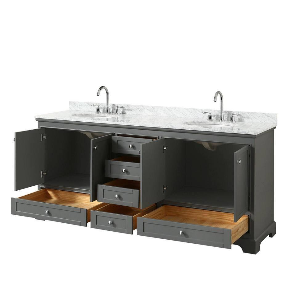 Wyndham Collection Deborah 80'' Double Bathroom Vanity with Marble Top