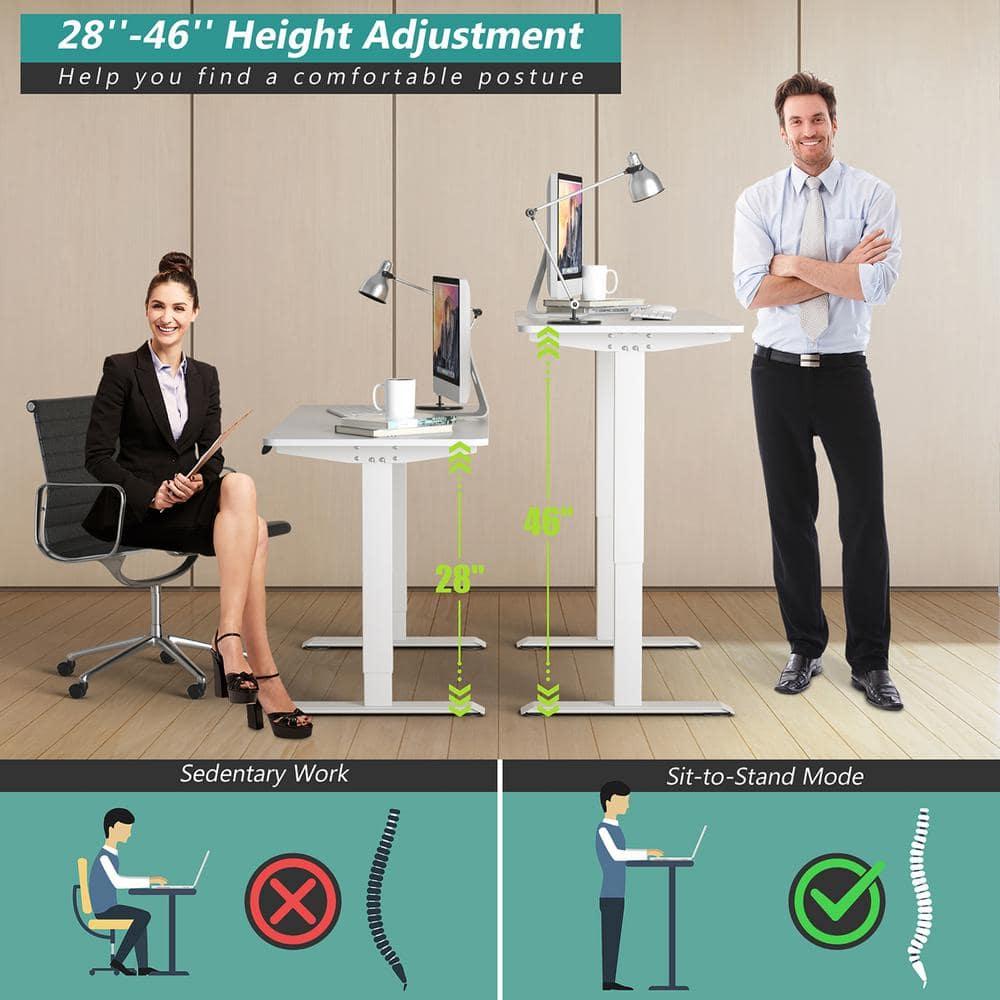 Costway Electric Adjustable Standing Desk Stand up Workstation w/Control White