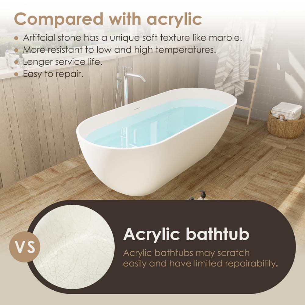 Ryder 59.1'' x 29.5'' Freestanding Soaking Stone Rein Bathtub