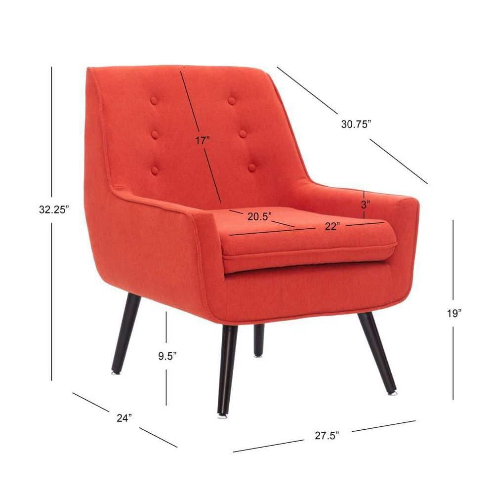Trelis Mid-Century Modern Retro Style Accent Chair Red - Linon: Upholstered, Rubberwood Legs, Foam Cushion