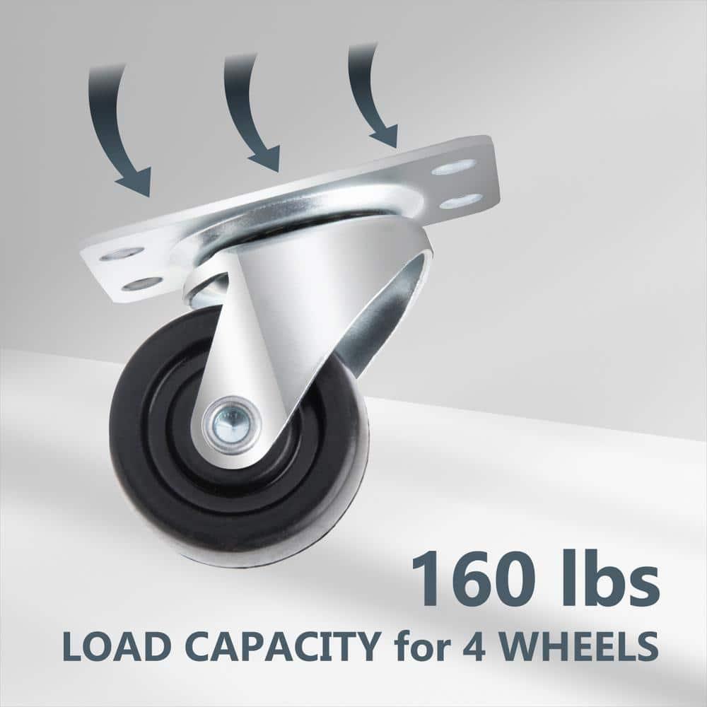 POWERTEC 4PK 1-1/2 Inch Swivel Caster Wheels with 160 lbs Loads, Heavy Duty Plate Casters, Rubber Castor Wheels for Furniture, Cart, Dolly and Workbenches (17209)