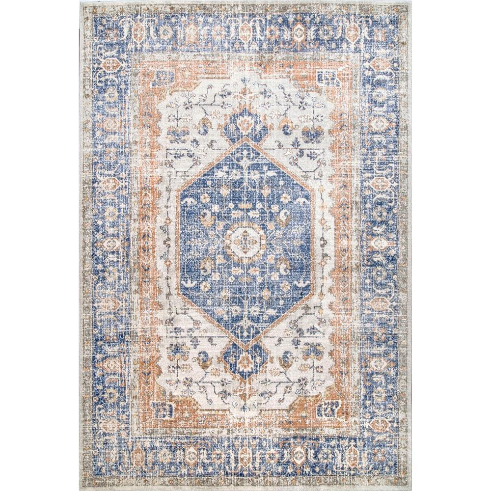 Nuloom Jacquie Oriental/Persian 3x5 Accent Indoor Area Rug for Living Room Bedroom Dining Room Entryway Kitchen, Blue/Ivory