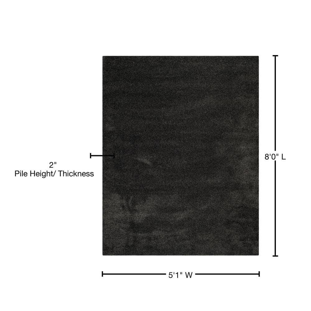 Milan Shag SG180 Power Loomed Indoor Area Rug - Dark Grey - 5'1"x8' - Safavieh
