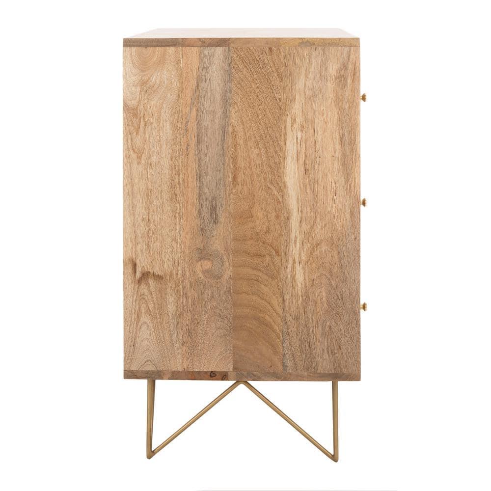 Marigold 3 Drawer Chest - CHS9001 - Natural/Brass - Safavieh