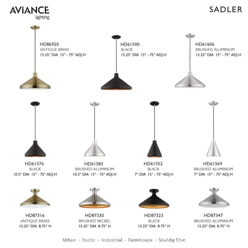 Livex Lighting Metal Shade 1 - Light Chandelier in  Black