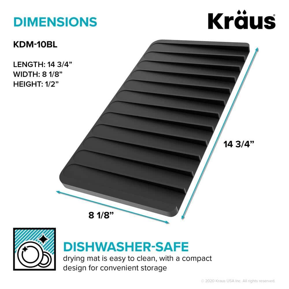 Kraus KRAUS Roll Up Dish Drying Rack With Self-Draining Silicone Dish Drying Mat And Silicone Soap Dish Holder, KDM-KRM-10DG