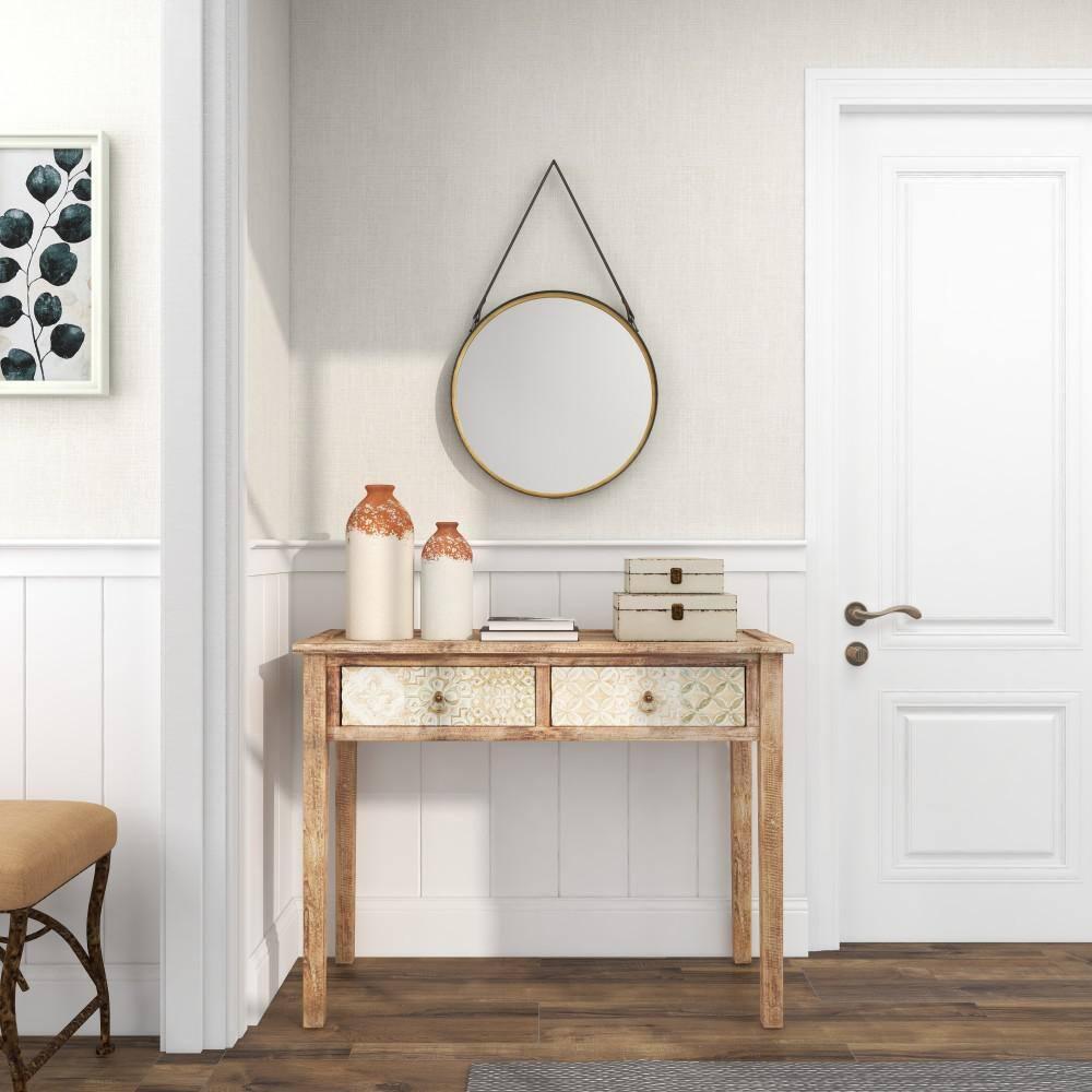 Novogratz Ceramic Decorative White Vase with Terracotta Detailing Set