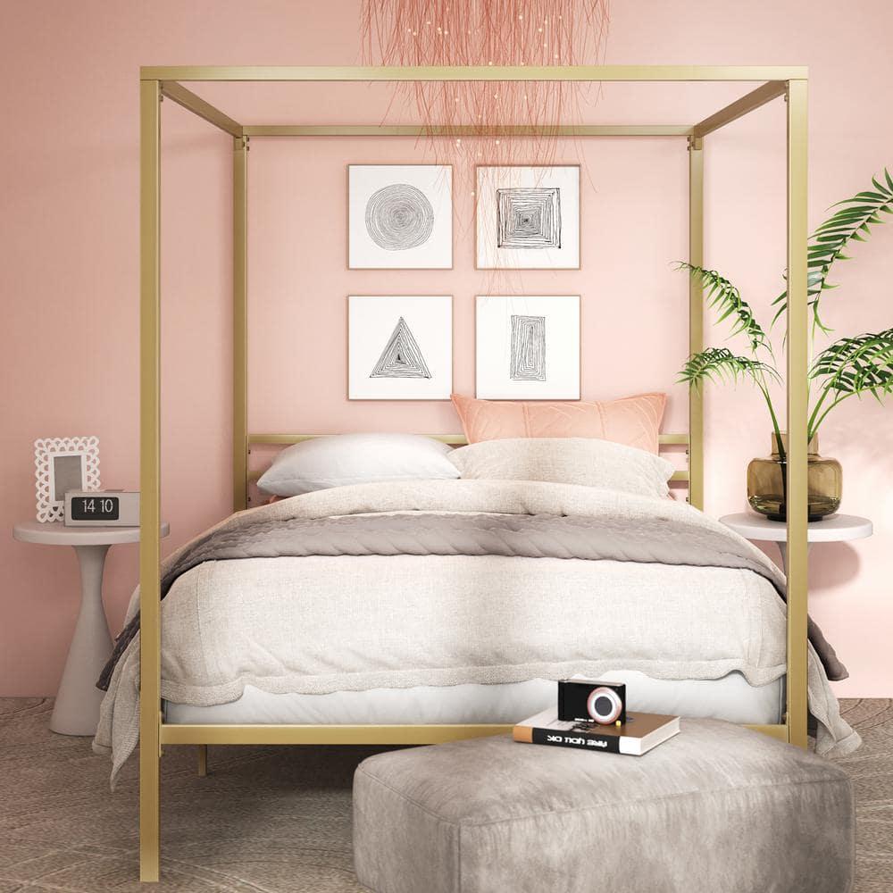 Zinus Patricia 72" Gold Metal Canopy Platform Bed Frame, Full