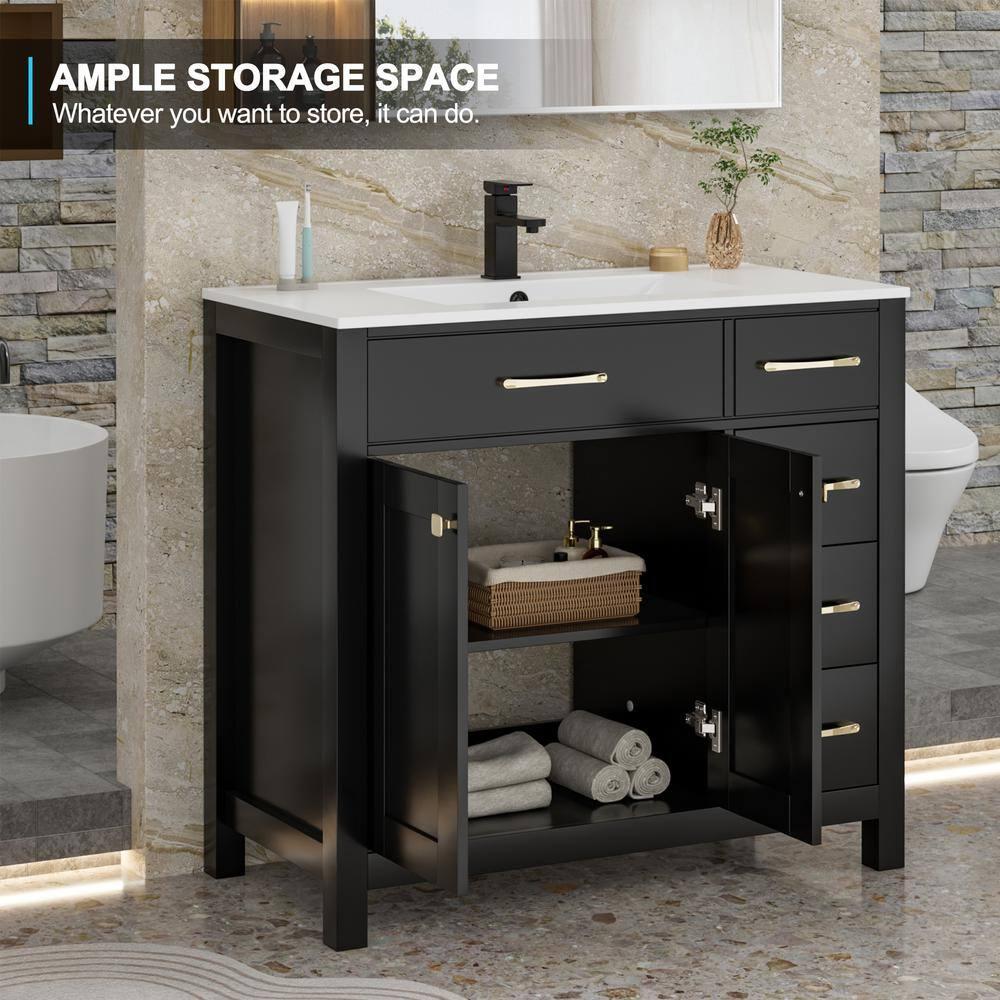 Eclife 36" Single Bathroom Vanity Set with Ceramic Sink Top, Water Saving Faucet
