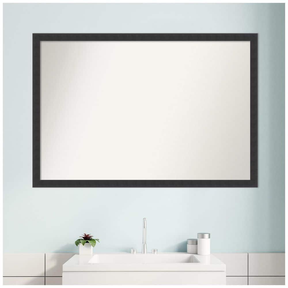 Amanti Art Mezzanotte Black Non-Beveled Wood Bathroom Wall Mirror 26 x 38 in.