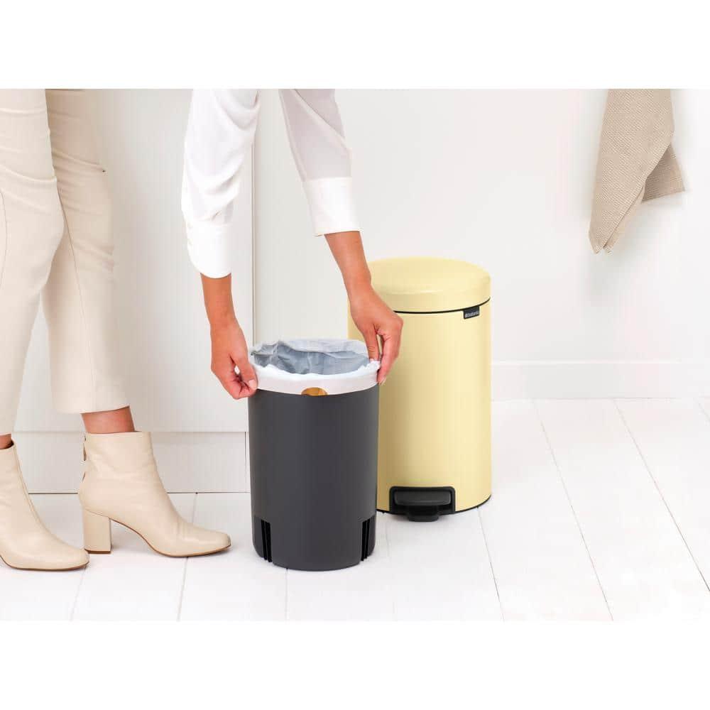 Mellow Yellow Polypropylene Round Step-On Trash Can, 3.2 Gallon