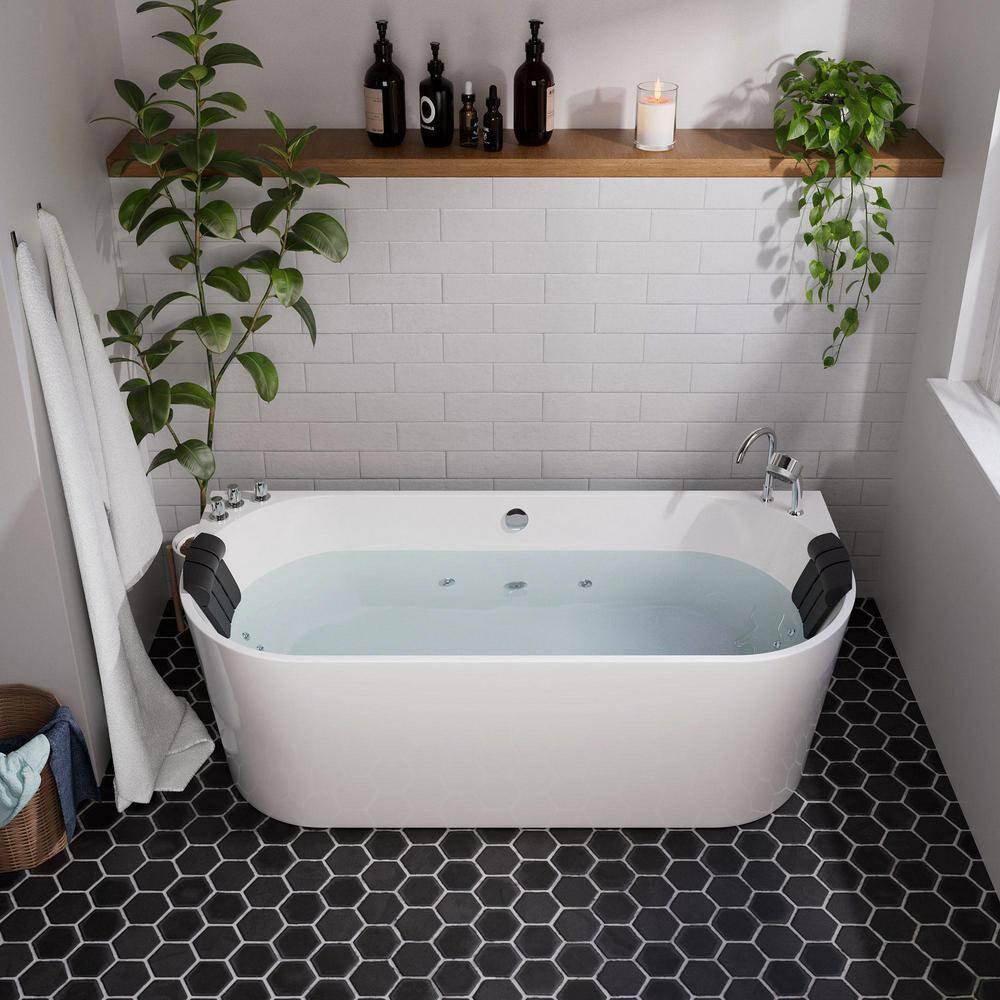 67'' x 33.5'' Freestanding Whirlpool Plastic / Acrylic Bathtub with Faucet