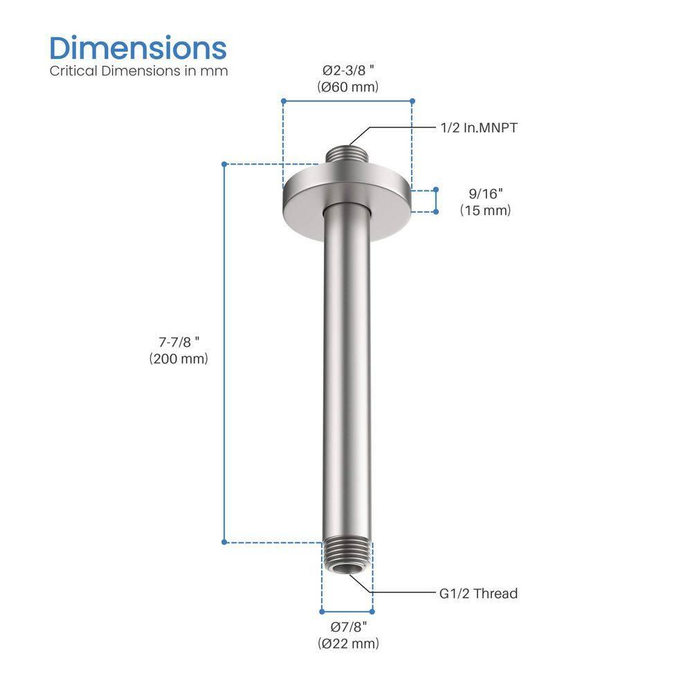 KIBI SA0801BN Circular 8" Ceiling Mounted Shower Arm