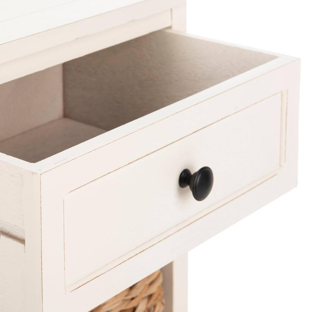 Herman Storage Unit with Wicker Baskets - Distressed Cream - Safavieh.