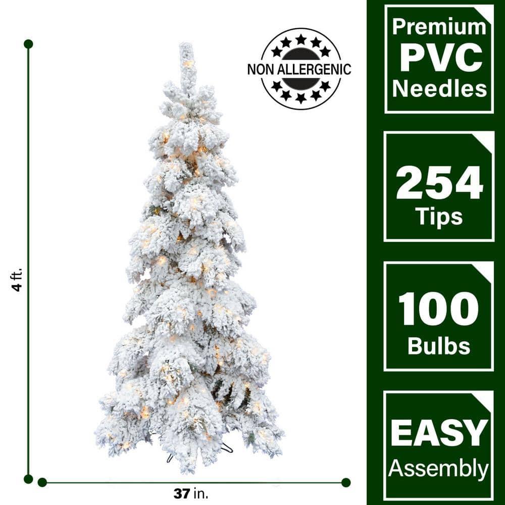 Vickerman 4' Flocked Spruce Artificial Christmas Tree, Warm White Single Mold LED Lights