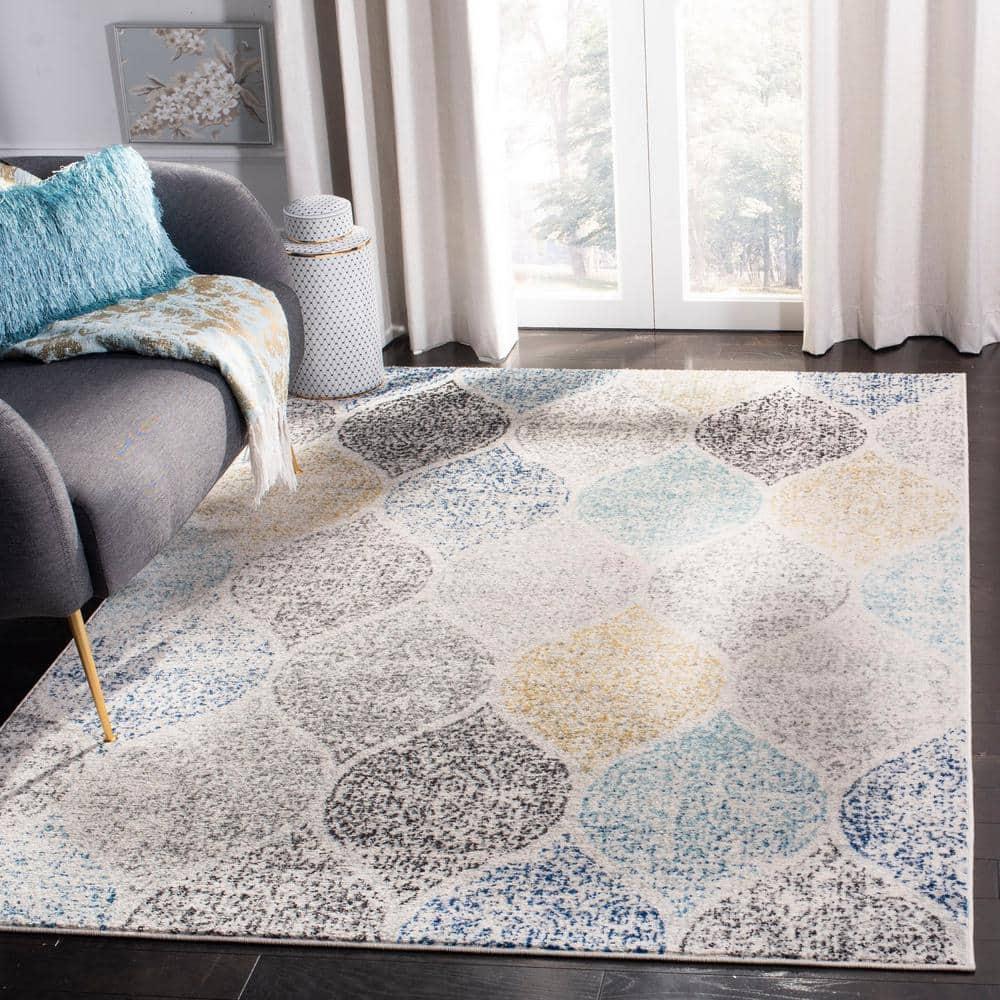 Madison MAD604 Power Loomed Indoor Area Rug - Ivory/Blue - 6'7"x9'2" - Safavieh