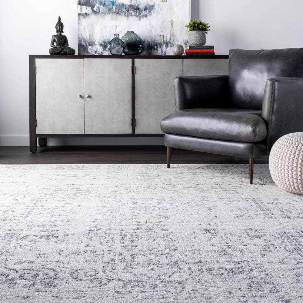 Nuloom Arlena Medallion 2x12 Runner Indoor Area Rug for Living Room Bedroom Dining Room Entryway Hallway Kitchen, Grey/Ivory