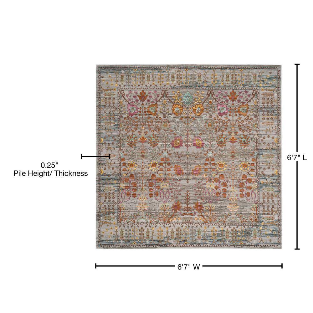 Valencia VAL108 Power Loomed Indoor Area Rug - Grey/Multi - 6'7"x6'7" - Safavieh