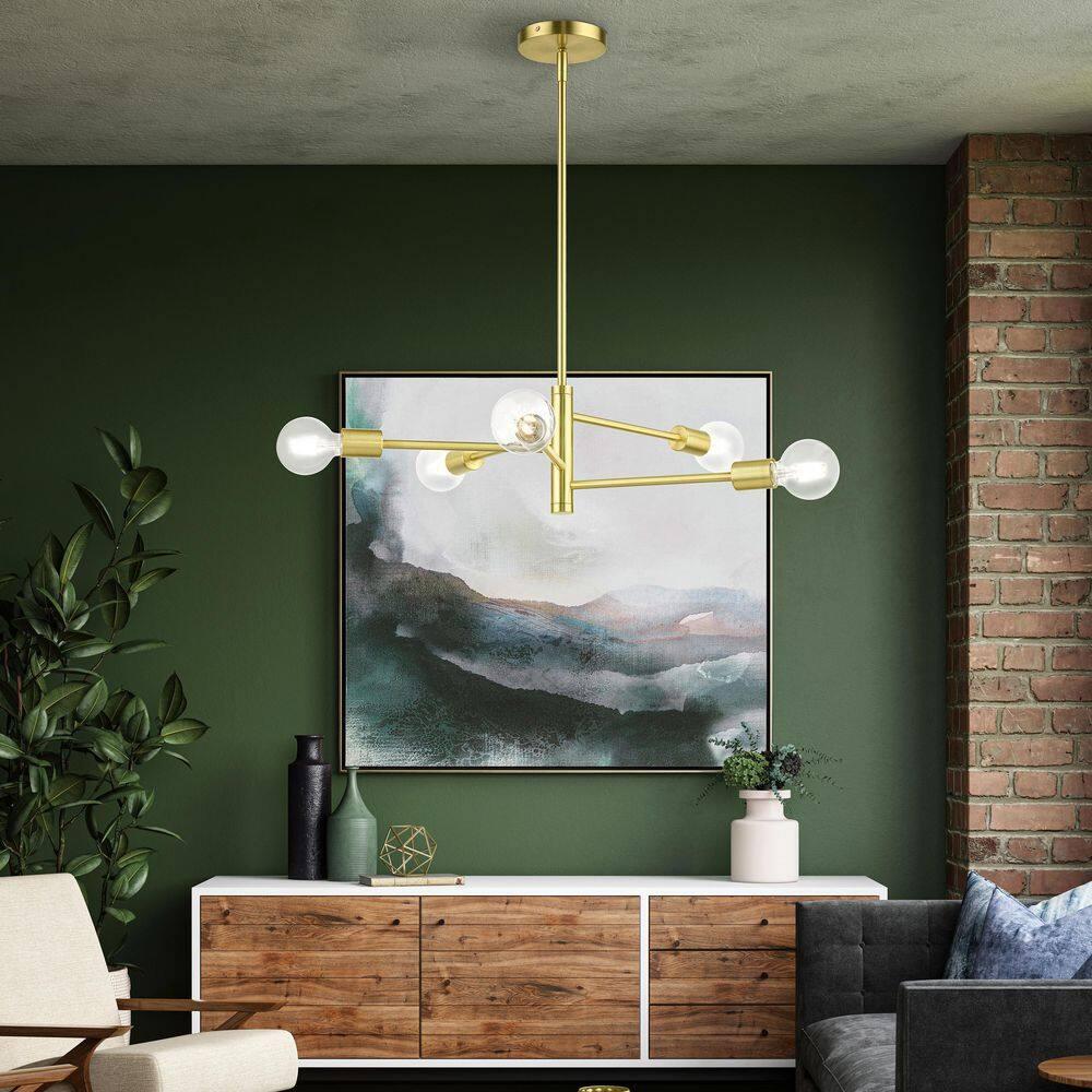 Livex Lighting Bannister 5 - Light Chandelier in  Satin Brass