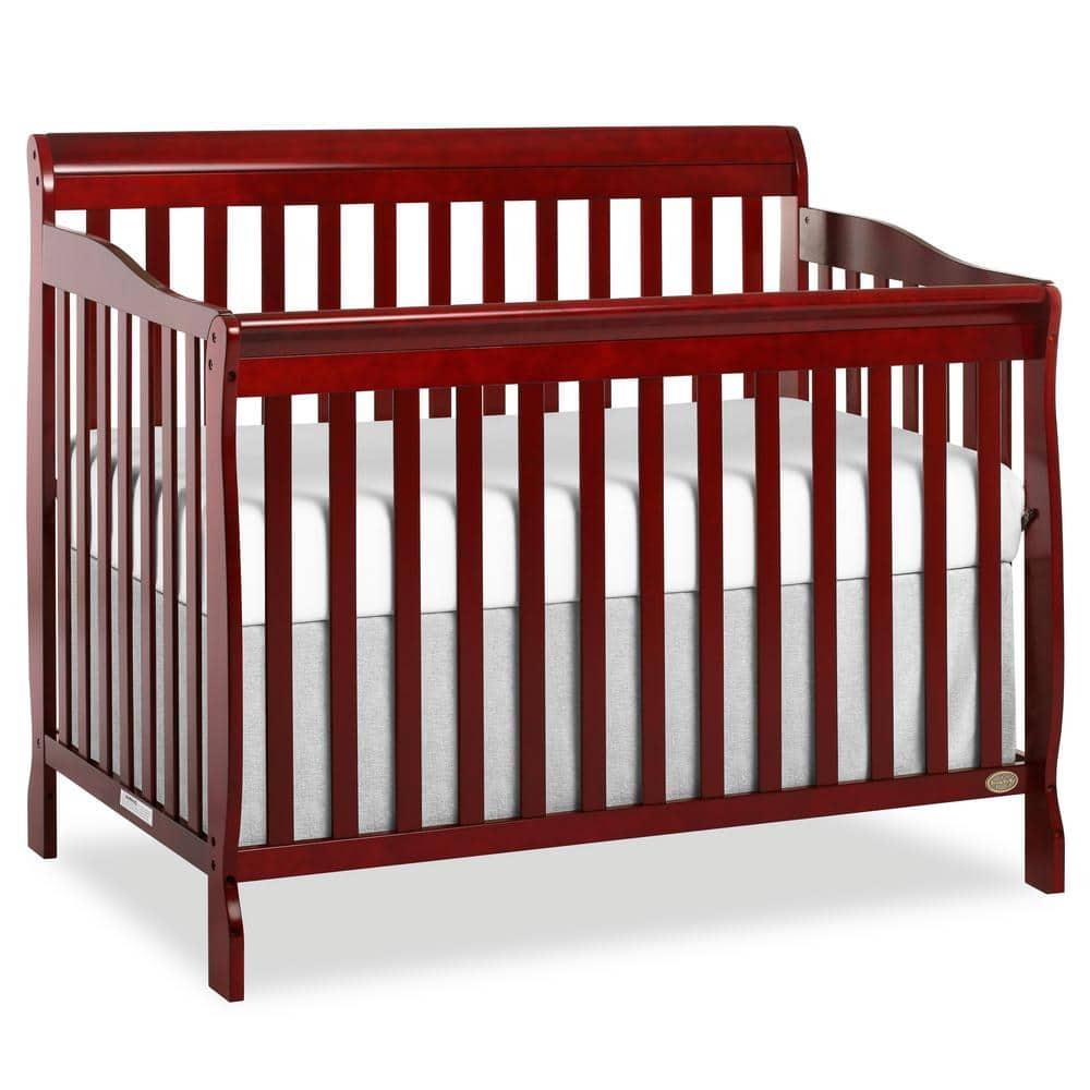 Dream On Me Ashton 5-in-1 Convertible Crib, Cherry, Greenguard Gold and JPMA Certified