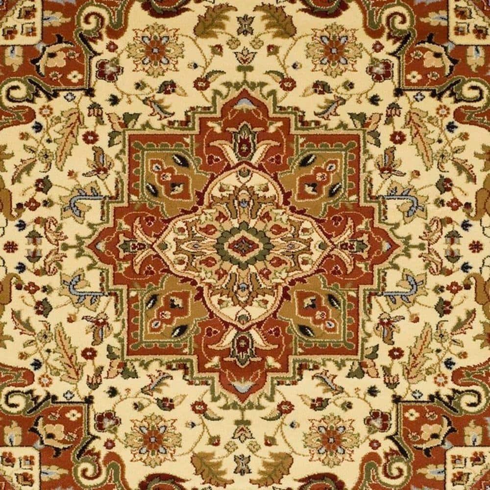 Lyndhurst Heriz LNH330 Power Loomed Area Rug - Ivory/Rust - 8'x8' - Safavieh