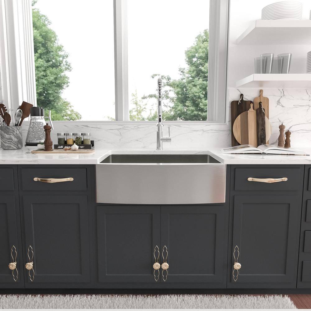 36 in. Farmhouse/Apron Front Single Bowl 16 Gauge Stainless Steel Kitchen Farmer Sink with Bottom Grid