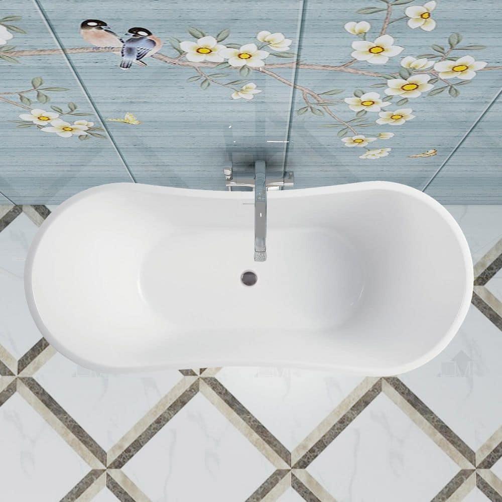 Ophelia 71" x 32'' Freestanding Soaking Acrylic Bathtub