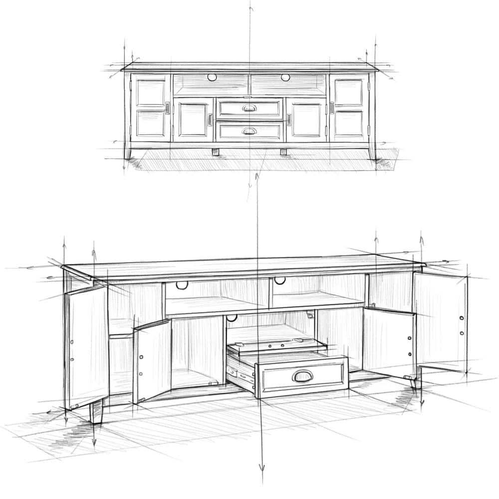 Burlington SOLID WOOD 72"Wide  TV Media Stand in Black  For TVs up to 80 inches