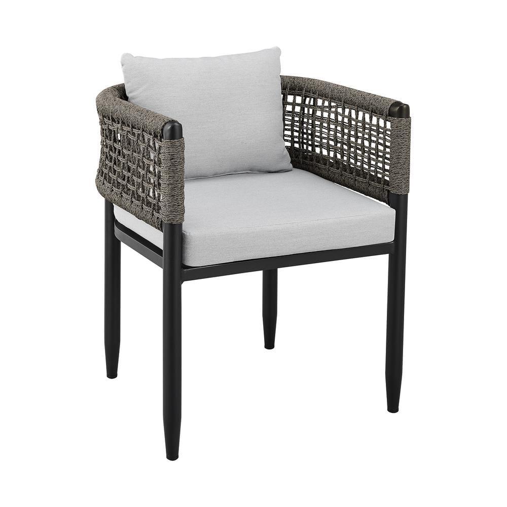Felicia Outdoor Patio 7-Piece Dining Table Set in Aluminum with Grey Rope and Cushions