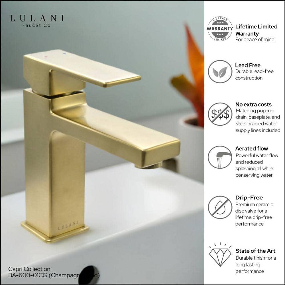 Lulani Capri Single Hole Bathroom Faucet with Drain Assembly