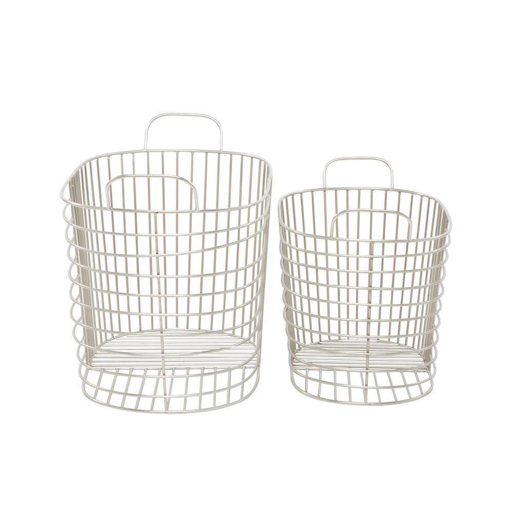 Abbie Metal Basket With Handles - Set of 2