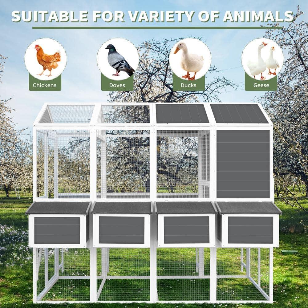 59" Large Chicken Coop for 4-6 Chickens, Wooden Hen House with Large Nesting Boxes, Outdoor Poultry Cage Rabbit Cage with Ramps & Ventilation Window, 59''L*33.5''W*38.6''H