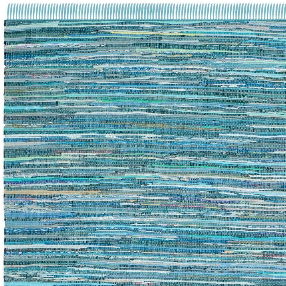 SAFAVIEH Rag Robynne Striped Cotton Area Rug, Blue/Multi, 10' x 14'