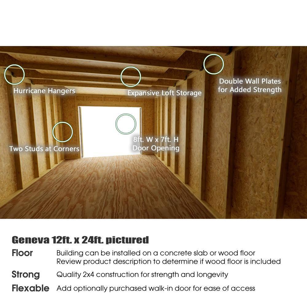 Best Barns Geneva Wooden Storage Shed with Swing Open Doors & Transom Windows 8' x 20' x 12'