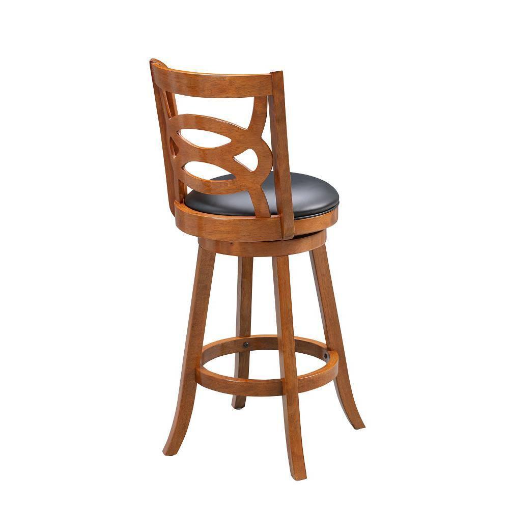 Boraam 24" Seina Counter Height Barstool Walnut Brown: Mid-Century Modern, Faux Leather Upholstery, Wood Frame