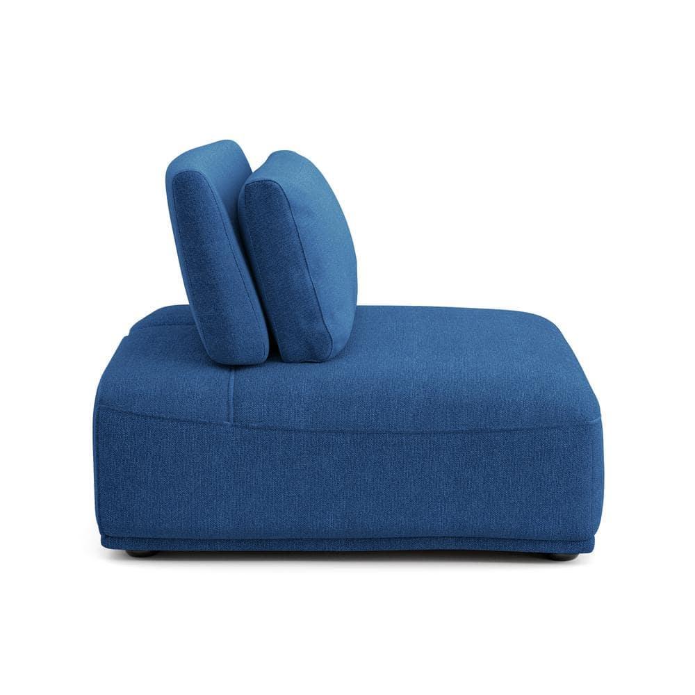 HOMES: Inside + Out Povoa Modern Modular Armless Chair Chenille with Extendable Backrest Blue